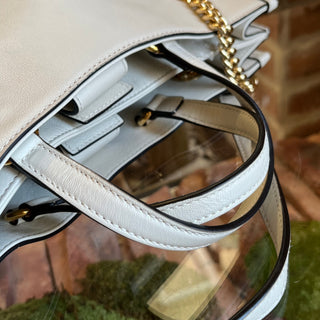 GUCCI Horsebit 1955 Medium White Leather Tote Bag