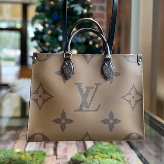 LOUIS VUITTON Onthego MM Brown Monogram Reverse Giant Monogram Canvas Tote Bag