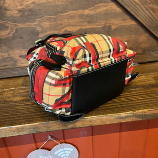 BURBERRY Large Vintage Check Graffiti Print Red Rucksack Backpack