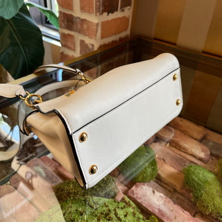 FENDI Peekaboo Mini White Leather Top Handle