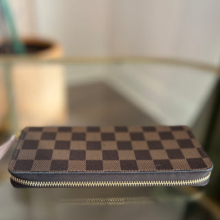 LOUIS VUITTON Clémence Pink Damier Ebene Canvas Wallet