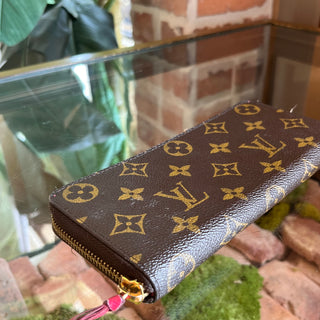 LOUIS VUITTON Clemence Fuchsia Monogram Canvas Wallet