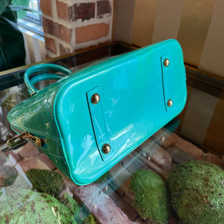 LOUIS VUITTON Monogram Vernis Alma Turquoise PM