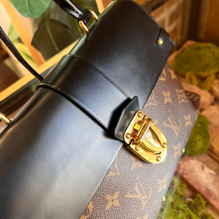 LOUIS VUITTON One Handle Flap MM Black Monogram Canvas Leather Bag