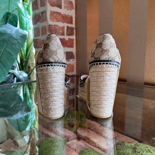 GUCCI GG Fabric Espadrille Wedges SZ 40 (US 10)