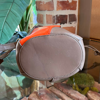 CHLOE Tulip Mini Taupe Orange Calfskin Leather Bucket Bag