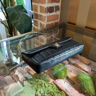 CHANEL East West Chocolate Bar Flap Black Lambskin Shoulder Bag