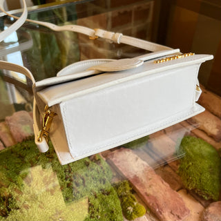JACQUEMUS Le Bambino Small White Calfskin Leather Flap Bag