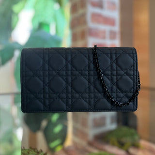 DIOR Black Matte Cannage Lady Dior Pouch Crossbody
