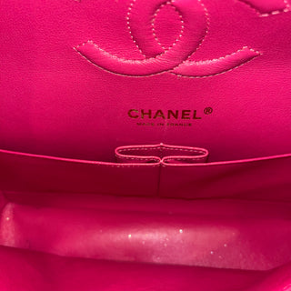 CHANEL Double Flap Medium Dark Pink Lambskin Chevron Quilted Shoulder Bag