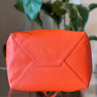 CELINE Horizontal Cabas Orange Grained Calfskin Shopping Tote Bag