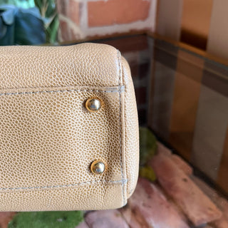 CHANEL Chocolate Bar Beige Caviar Leather Bag Tote