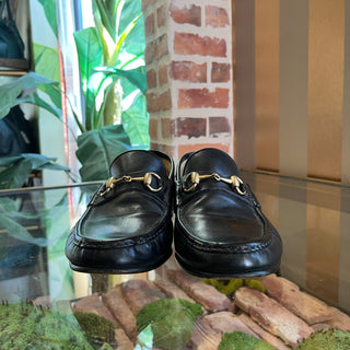 GUCCI Vintage Black Leather Horsebit Loafers SZ7