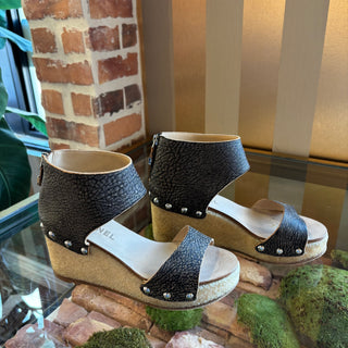 CHANEL Vintage Animal Print Leather Wedges 38.5