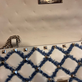 VALENTINO Rockstud Spike Denim Nappa Leather Wallet on Chain Crossbody Bag