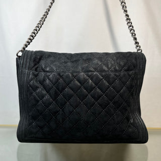 CHANEL Gentle Boy Flap XL Black Iridescent Calfskin Quilted Shoulder Bag TS3777