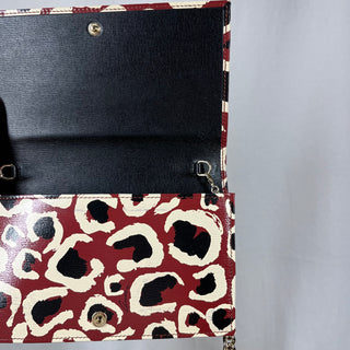 GUCCI Betty Leopard Print Red Wallet On Chain