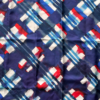 CHANEL Abstract Print Blue White Silk Scarf