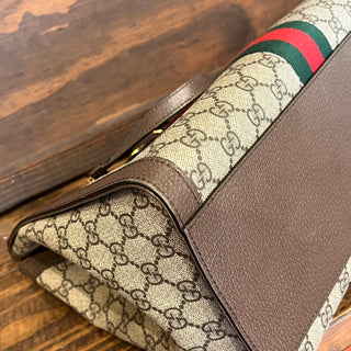 GUCCI Ophidia Medium GG Supreme Monogram Web Brown Tote