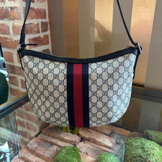 GUCCI Navy Blue Ophidia Half Moon Hobo