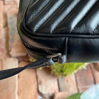 SAINT LAURENT Lou Black Calfskin Matelasse Monogram Crossbody Bag