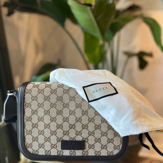 Gucci Monogram Flap Messenger Bag