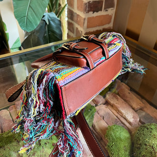 CHLOÉ Edith Day Multicolor Wool Tweed Fringe Satchel Bag