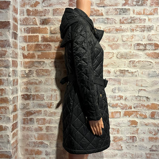 BURBERRY Black Polyester Quilted Hooded Jacket SZSM