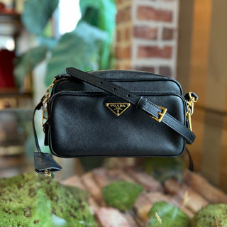 PRADA Camera Black Saffiano Leather Zip Crossbody