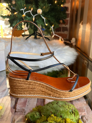 JIMMY CHOO Black Drive Strappy Espadrilles SZ 37