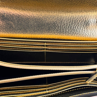 GUCCI GG Marmont Bicolor Gold Canvas Wallet on Chain