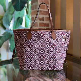 LOUIS VUITTON Neverfull MM 1854 Maroon Jacquard Canvas Tote Bag