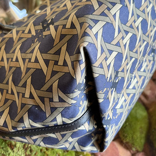 TORY BURCH Blue Basket Weave Print Nylon Tote