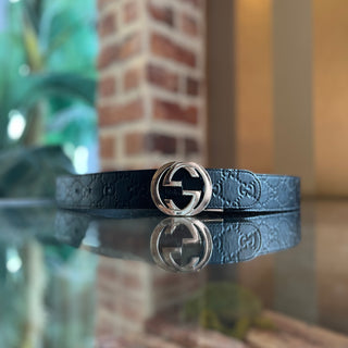GUCCI Guccissima Reversible Black/Brown Leather Belt SZ 85/34