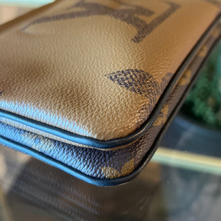 LOUIS VUITTON Monogram Giant Reverse Double Zip Pochette