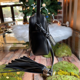 SAINT LAURENT Lou Black Calfskin Matelasse Monogram Crossbody Bag