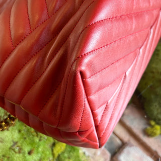 TORY BURCH Kira Chevron Red Leather Tote