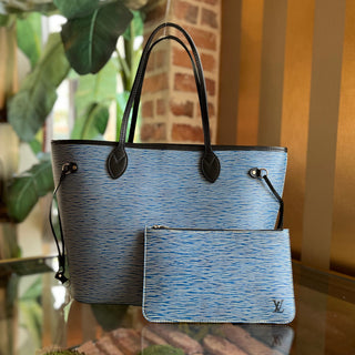 LOUIS VUITTON Neverfull MM Blue Denim Epi Leather Tote