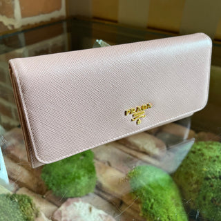 PRADA Pink Saffiano Leather Wallet