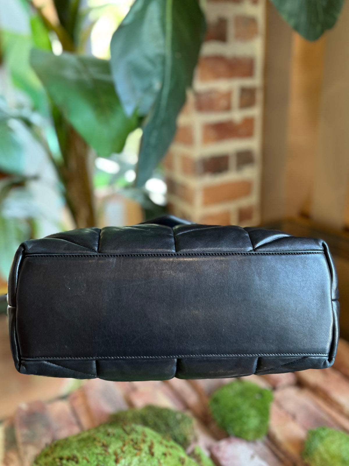 SAINT Black Lambskin Leather Medium LouLou Puffer Chain Shoulder Bag