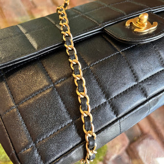 CHANEL East West Chocolate Bar Flap Black Lambskin Shoulder Bag