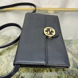 GUCCI Interlocking GG Icon Black Wallet on Chain TS3794