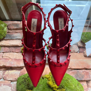 VALENTINO Red Leather Rockstud Heels SZ 41 (US 11)