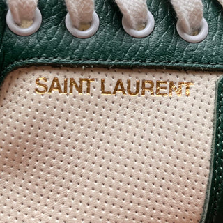 SAINT LAURENT White Green Mesh Leather High Tops SZ 40 (US 10)