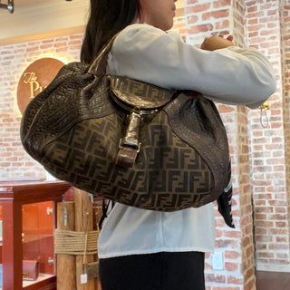 FENDI Spy Bag Brown Tobacco Zucca Print Canvas and Tortuga Shoulder Bag