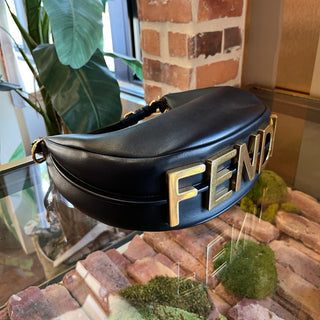 FENDI Fendigraphy Small Black Vitello Grace Matte Hobo Bag