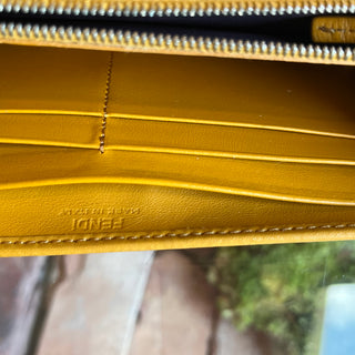 FENDI F Is Fendi Yellow Zucca Leather Continental Wallet