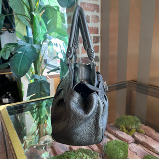 FERRAGAMO Gacini Metallic Parts Gray Leather Shoulder Bag