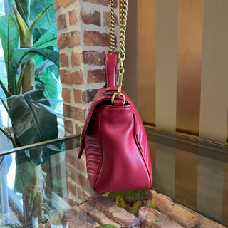 GUCCI Marmont Small Red Quilted Leather Top Handle Bag