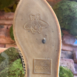 GUCCI Black Matelasse Nappa Leather Marmont Espadrilles SZ 38 (US 8)